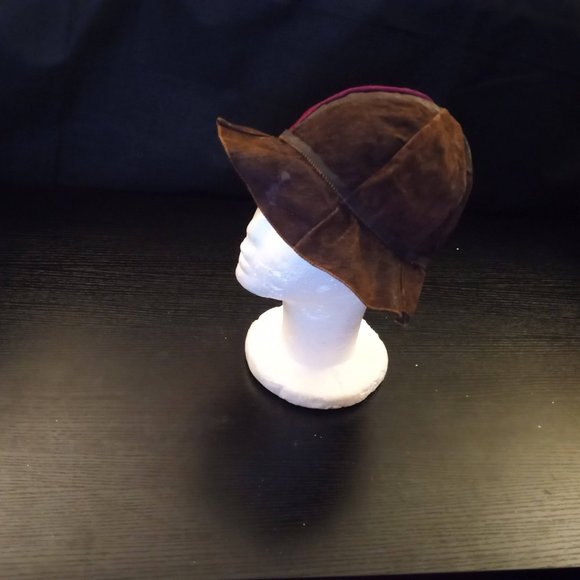Vintage 60\'s REVERSIBLE Leather / Suede Handmade Bucket Hat main image 12